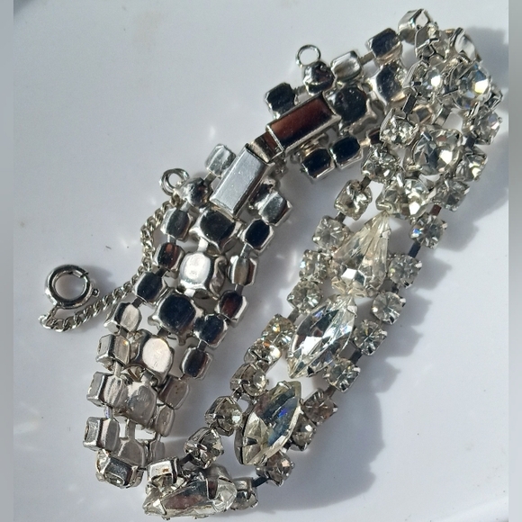 Eisenberg Ice Crystal Clear Rhinestones Signed Vintage Mid Century Bracelet - Picture 7 of 13